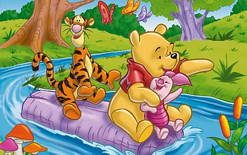 Winnie the Pooh, river, tiger, Pooh, Winnie HD wallpaper