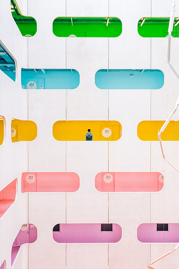 Windows, Architecture, Building, Multicolored, Motley, Minimalism HD phone wallpaper