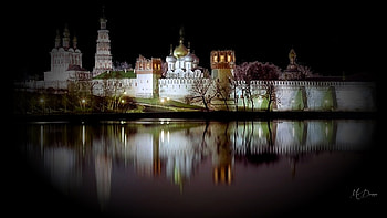 Russian Reflection, Firefox theme, buildings, night, reflection, lights, Russia HD wallpaper