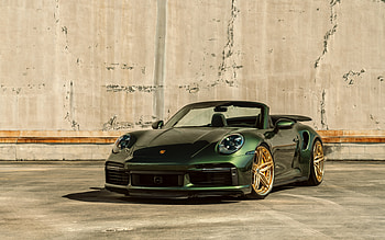 Porsche 911 Cabriolet, 2021, front view, exterior, green convertible, Porsche 992, new green Porsche 911, German sports cars, Porsche HD wallpaper