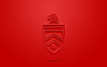 Kuala Lumpur City FC, creative 3D logo, red background, 3d emblem, Malaysian Football Club, Malaysia Super League, Kuala Lumpur, Malaysia, 3d art, football, Kuala Lumpur City FC 3d logo HD wallpaper