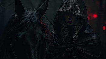 Witch on Horseback, witch, horse, dark ambiance, AI Art HD wallpaper