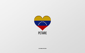 I Love Petare, Venezuelan cities, Day of Petare, gray background, Petare, Maracay, Venezuelan flag heart, favorite cities, Love Petare HD wallpaper