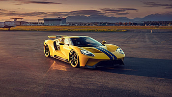Yellow Ford GT 2020, , Striking background, Attention-grabbing design HD wallpaper