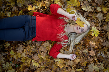 Autumn, lady, leaves, fall HD wallpaper