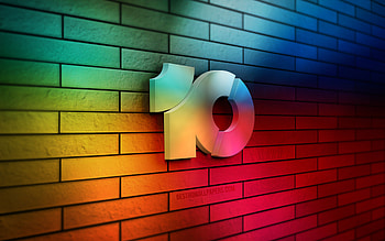 Windows 10 3D logo, , colorful brickwall, creative, operating systems, Windows 10 logo, 3D art, Windows 10 HD wallpaper