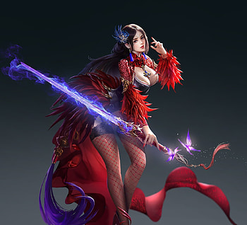 Fantasy girl, girl, fantasy, xianglong meng, red HD wallpaper