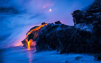 Hawaii Volcanoes National Park, Lava ocean , backgrounds, Fiery spectacle HD wallpaper