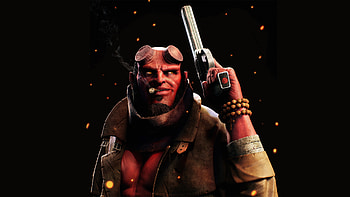 Hellboy Smoking Cigarette With Gun, hellboy, superheroes, artwork, digital-art, art HD wallpaper