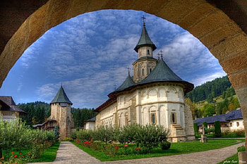 Monastery from Bucovina, Romania, monastery, building, grass, sky HD wallpaper