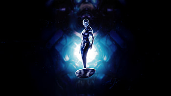 Silver Surfer In The Fantastic Four First Steps, the-fantastic-four-first-steps, silver-surfer, the-fantastic-four, movies, 2025-movies, fantastic-four, superheroes, artwork, art, digital-art HD wallpaper