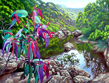 ENCHANTING NATURE, landscape, painting art, rocks, mountain, lake, pencil drawing, leaves, clear water, reflection, flower, nature, splendor, water, forest HD wallpaper