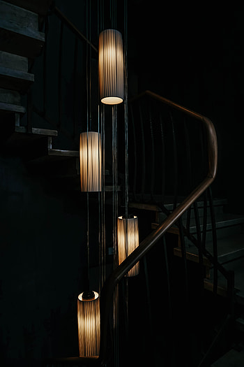 Lights, Dark, Shine, Light, Lanterns, Ladder, Stairs HD phone wallpaper