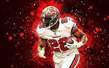 Leonard Fournette, , running back, Tampa Bay Buccaneers, american football, NFL, Leonard Joseph Fournette III, red neon lights, Leonard Fournette Tampa Bay Buccaneers, Leonard Fournette HD wallpaper