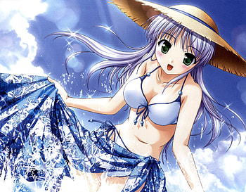 Summer girl, summer, bikini, girl, anime HD wallpaper