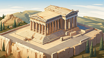 Fantasy Parthenon Style Isometric, isometric, columns, parthenon, fantasy, temple HD wallpaper
