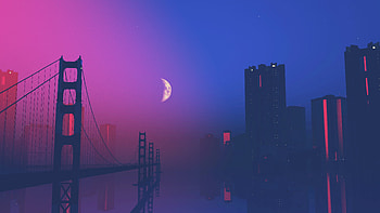 Twilight Metropolis, twilight, metropolis, moon, city, bridge, sky, purple, artist, artwork, art, digital-art, ai, deviantart HD wallpaper