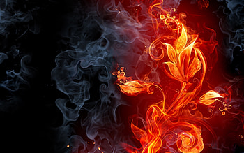 Flowers, Background, Fire, Smoke HD wallpaper