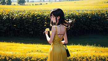 Anime Girl In Yellow Dress, anime-girl, anime, artist, artwork, digital-art HD wallpaper