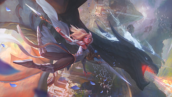 Beast and girl, warrior, fantasy, art HD wallpaper