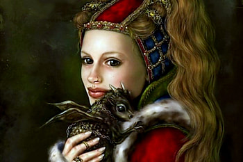 Woman With Baby Dragon, Woman, Baby, Brunette, Dragon HD wallpaper