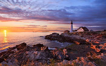 Sunset over lighthouse, World , Serene beauty, Astonishing scenery HD wallpaper