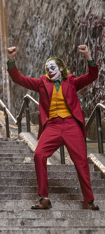 Joker Dancing on Stairs, stairs, movie, Joker HD phone wallpaper