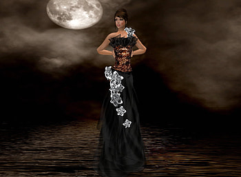 Black DRess, black, abstract, moon, princess, dress, woman HD wallpaper