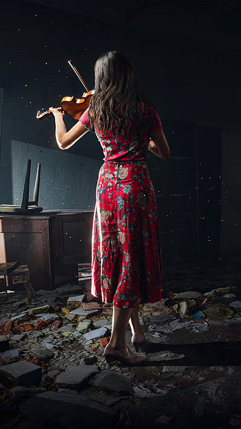 Chernobylite violin girl, Eerie serenade, Haunting melody, Twilight ambiance HD phone wallpaper