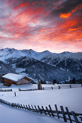Winter, Nature, Mountains, Snow, Dawn, Structure HD phone wallpaper