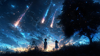 Shooting Stars, shooting-stars, star, night, artist, artwork, art, digital-art, ai, deviantart HD wallpaper