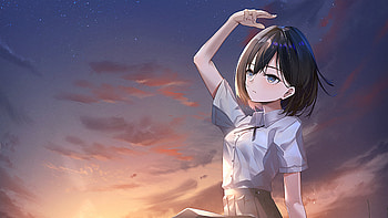 Anime girl, Short hair, School girl, Anime HD wallpaper