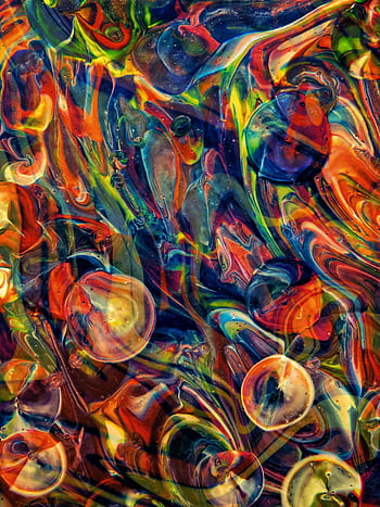 Dynamic abstract art with vibrant swirls and textures of colorful paint. HD phone wallpaper