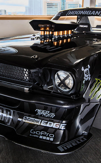 1965 Ford Mustang, Hoonigan tribute, Tuned muscle car, delight HD phone wallpaper
