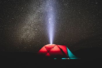 Night, Dark, Shine, Light, Starry Sky, Tent, Camping, Campsite, Ray HD wallpaper