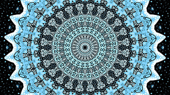 Light Blue Black White Fractal Circles Pattern Abstraction Abstract HD wallpaper