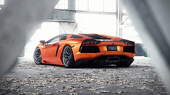 Orange Lamborghini Aventador , lamborghini-aventador, lamborghini, cars HD wallpaper
