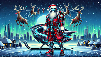 Futuristic Santa Claus, Santa, Christmas, Santa Claus, futuristic, reindeer HD wallpaper