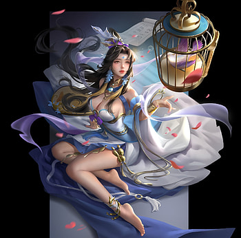 Fantasy girl, blue, girl, fantasy, hanji HD wallpaper