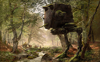 Star Wars - AT-ST Walker, atst walker, painting, fantasy, digital art, star wars HD wallpaper