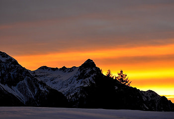 Snowy Mountain, winter, snow, clouds, trees, nature, mountain HD wallpaper
