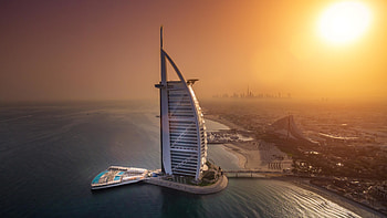 Cityscape, aerial view, Dubai, Burj Al Arab HD wallpaper