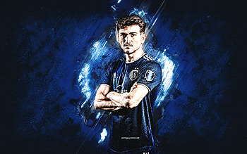 Marinos Tzionis, Sporting Kansas City, Cypriot football player, MLS, blue stone background, Major League Soccer, USA, football HD wallpaper