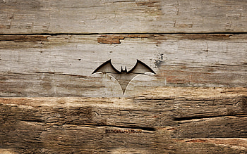 Batwoman wooden logo, , wooden backgrounds, superheroes, Batwoman logo, creative, wood carving, Batwoman HD wallpaper