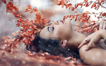 Beauty, girl, model, flowers HD wallpaper