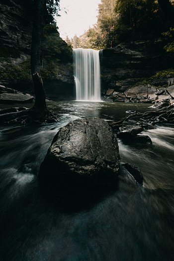 Landscape, Nature, Stones, Dark, Waterfall HD phone wallpaper