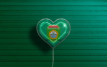 I Love South Sumatra, , realistic balloons, green wooden background, Day of South Sumatra, indonesian provinces, flag of South Sumatra, Indonesia, balloon with flag, Provinces of Indonesia, South Sumatra flag, South Sumatra HD wallpaper