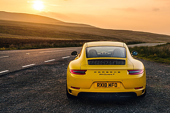 Yellow car, off-road, Porsche 911 Carrera T HD wallpaper