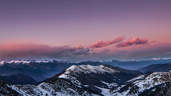 Mountains, snow, glacier, sunset, Dolomites, Italy HD wallpaper