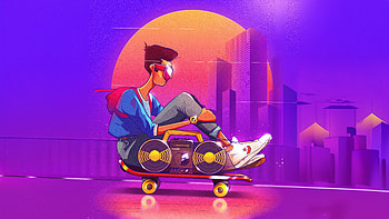 Rhythms Of The Ride Skating With A Soundtrack, artist, artwork, digital-art, behance HD wallpaper